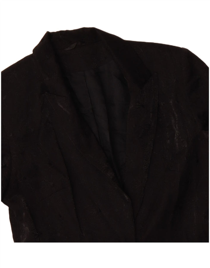 RICHARDS Женское пальто UK 10 маленькое черное из вискозы с цветочным принтом