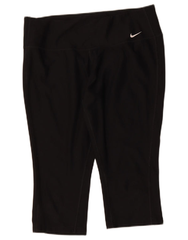 Женские леггинсы-капри Nike Dri Fit UK 14, большой черный полиэстер