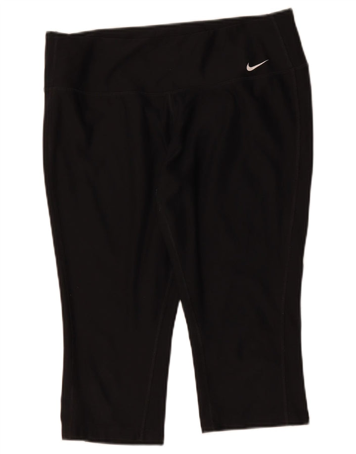 Женские леггинсы-капри Nike Dri Fit UK 14, большой черный полиэстер