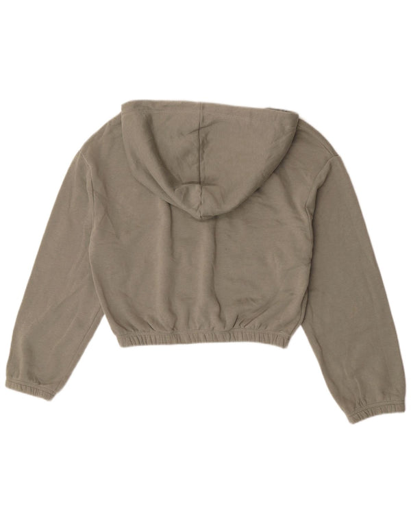 Женский укороченный джемпер с капюшоном Zara UK 14, хлопковый средний зеленый цвет