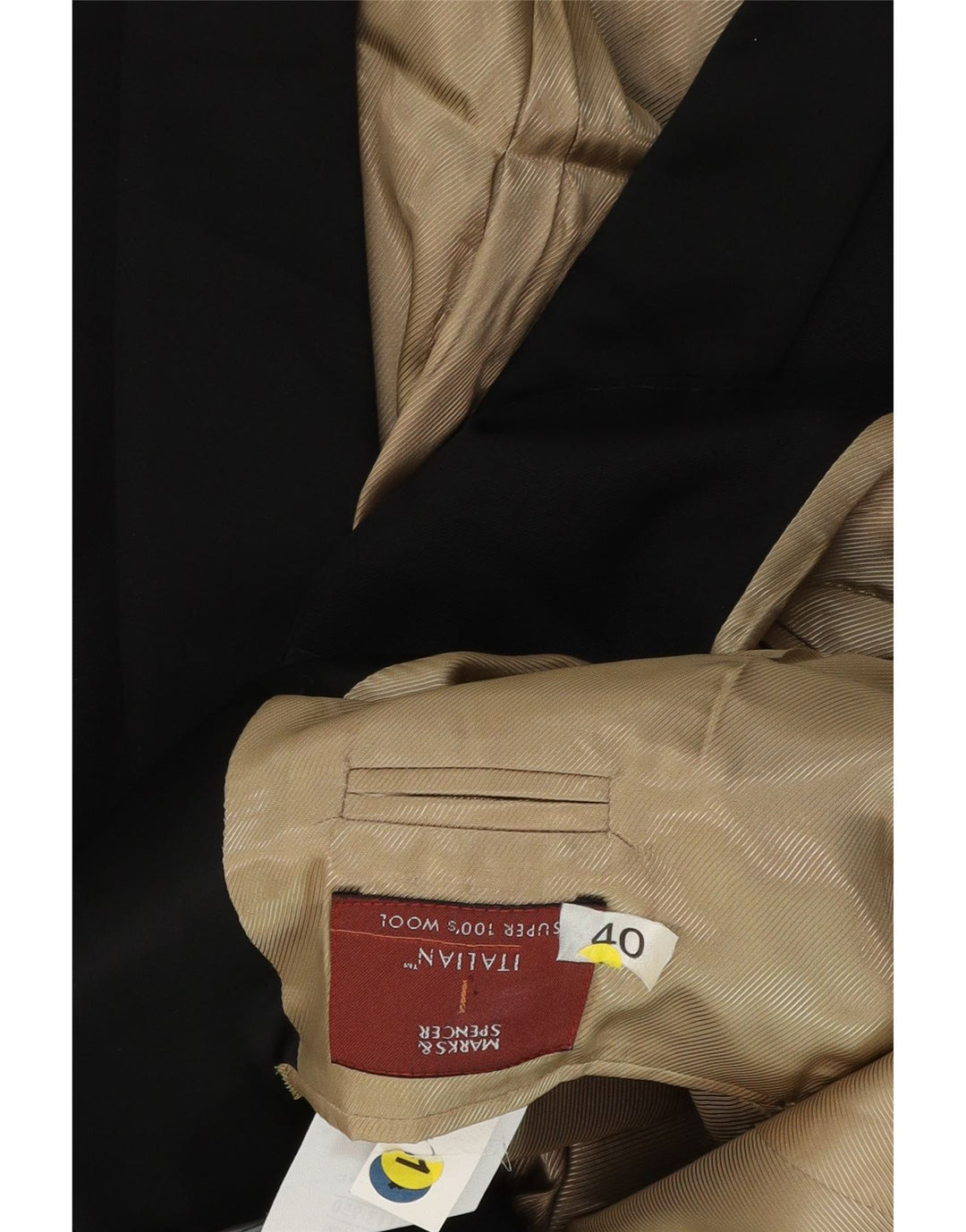 Мужской пиджак на 1 пуговице Marks & Spencer UK 40, средний, черный, шерстяной