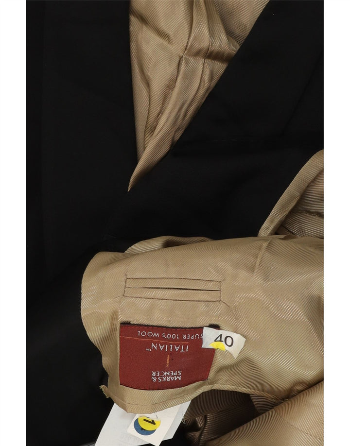 Мужской пиджак на 1 пуговице Marks & Spencer UK 40, средний, черный, шерстяной