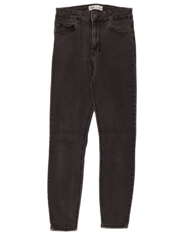 Zara Womens High Waist Skinny Jeans EU 36 XS W26 L26 Black Cotton
