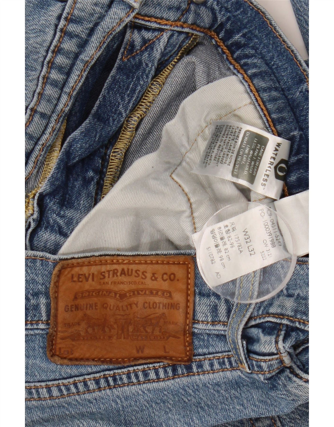 Мужские узкие джинсы LEVI'S W32 L32 синие, хлопок