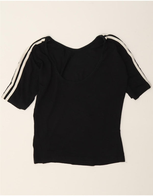 Женская укороченная футболка с рисунком Adidas Top UK 12, средний черный хлопок