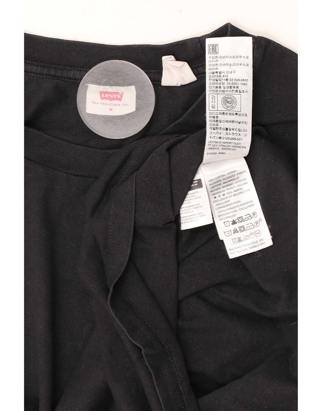 Женская футболка Levi's Top UK 14, средний черный хлопок