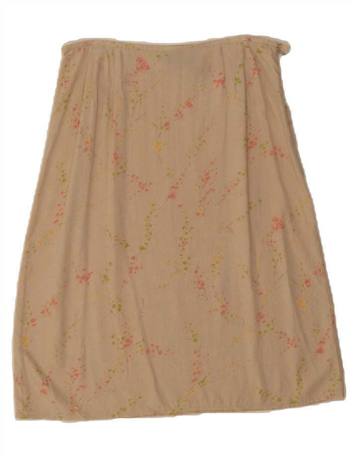 IZOD Womens A-Line Skirt US 8 Medium W30 Beige Floral Rayon Vintage Izod and Second-Hand Izod from Messina Hembry 