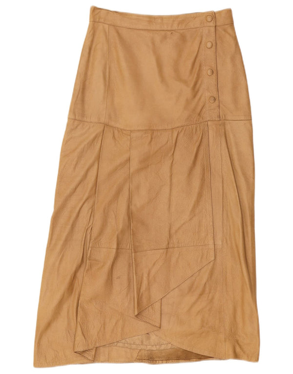 ВИНТАЖНАЯ Женская кожаная юбка с высокой талией IT 42 Medium W26 Коричневая