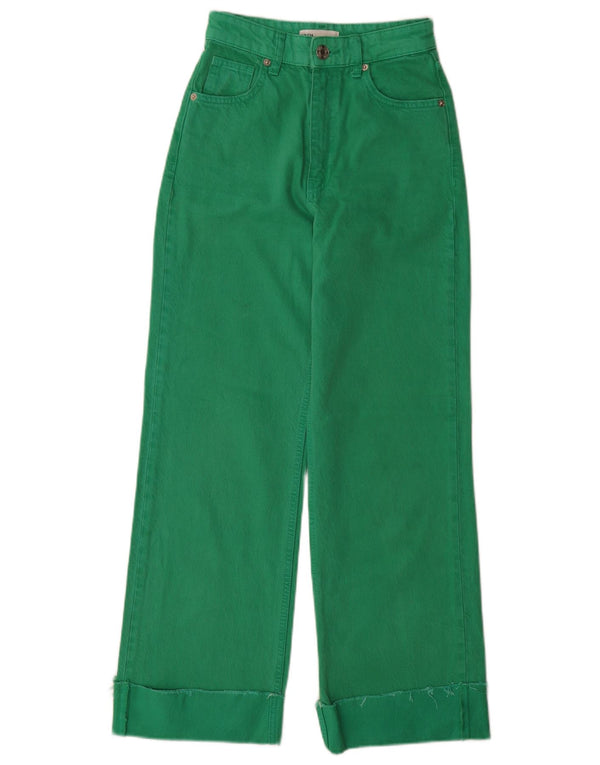 Женские широкие джинсы с высокой талией Zara EU 32 2XS W22 L29, зеленый хлопок
