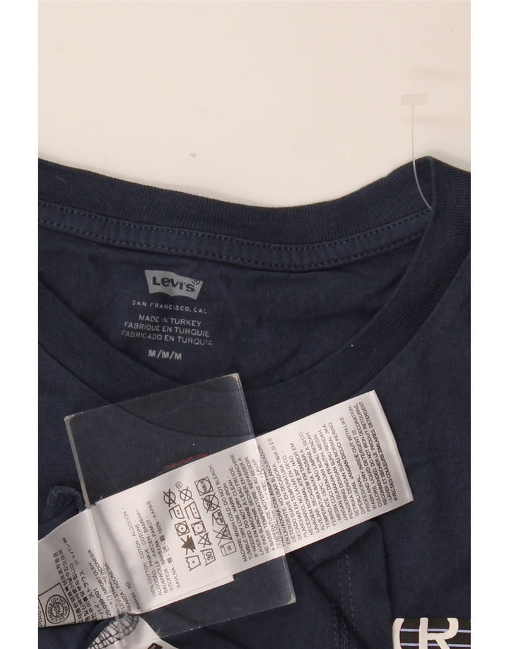 Мужская футболка с рисунком LEVI'S, топ среднего размера, темно-синий, хлопок