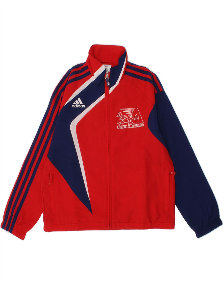 ADIDAS Boys Graphic Tracksuit Top Jacket 7-8 Years Red Colourblock Vintage Adidas and Second-Hand Adidas from Messina Hembry 
