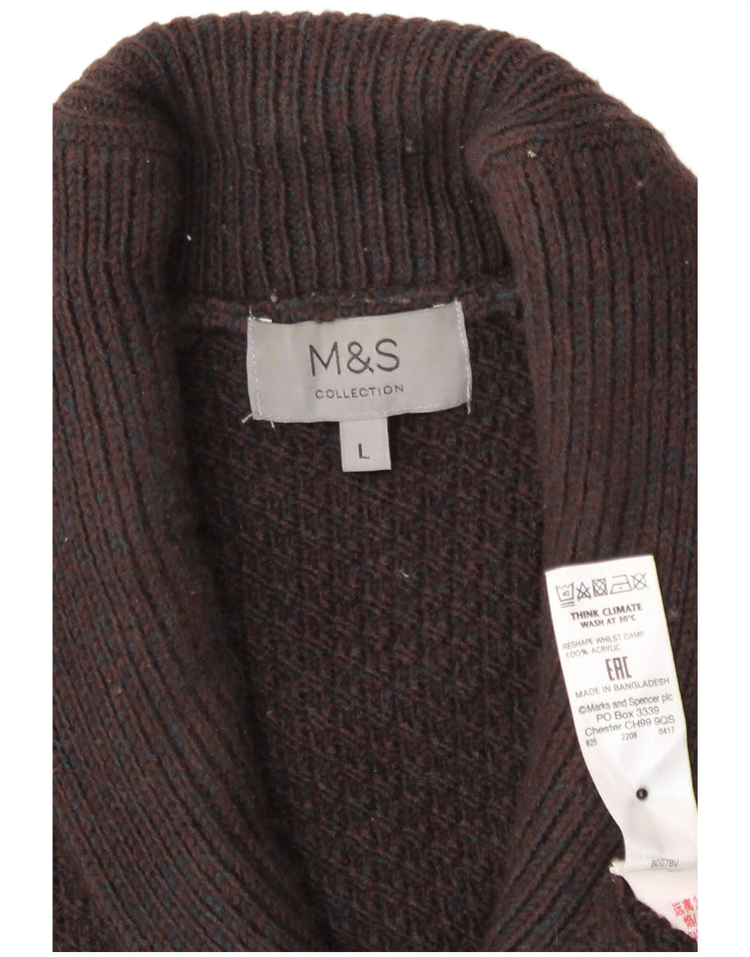 Мужской кардиган Marks & Spencer, большой коричневый акрил