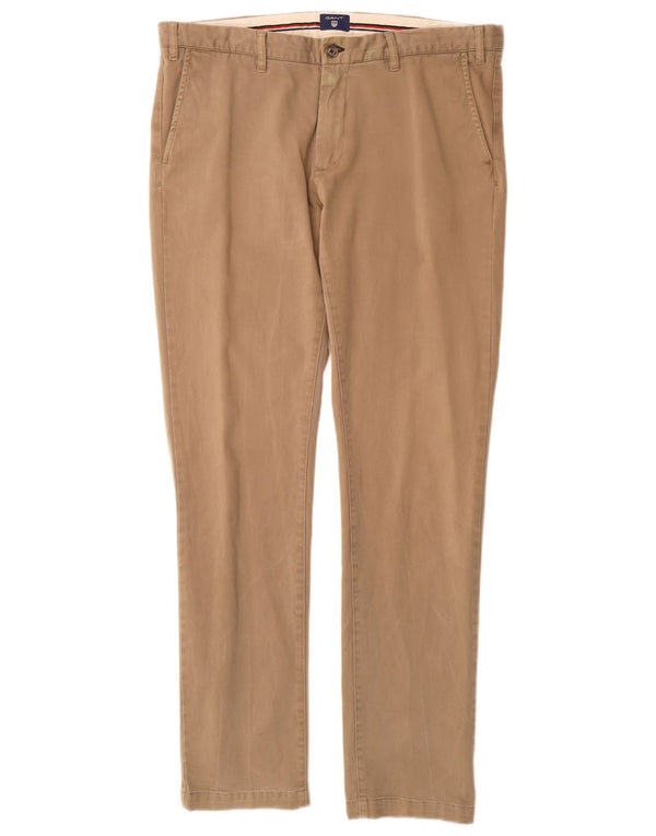 Мужские узкие брюки-чиносы Gant W35 L34, бежевый хлопок