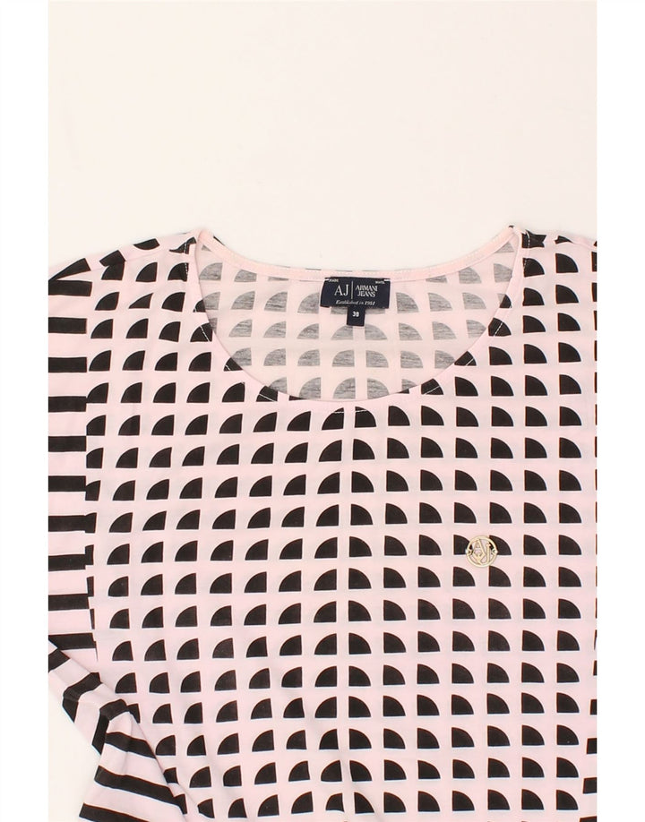 ARMANI JEANS Womens Sleeveless Blouse Top IT 38 XS Pink Geometric Cotton | Vintage Armani Jeans | Thrift | Second-Hand Armani Jeans | Used Clothing | Messina Hembry 