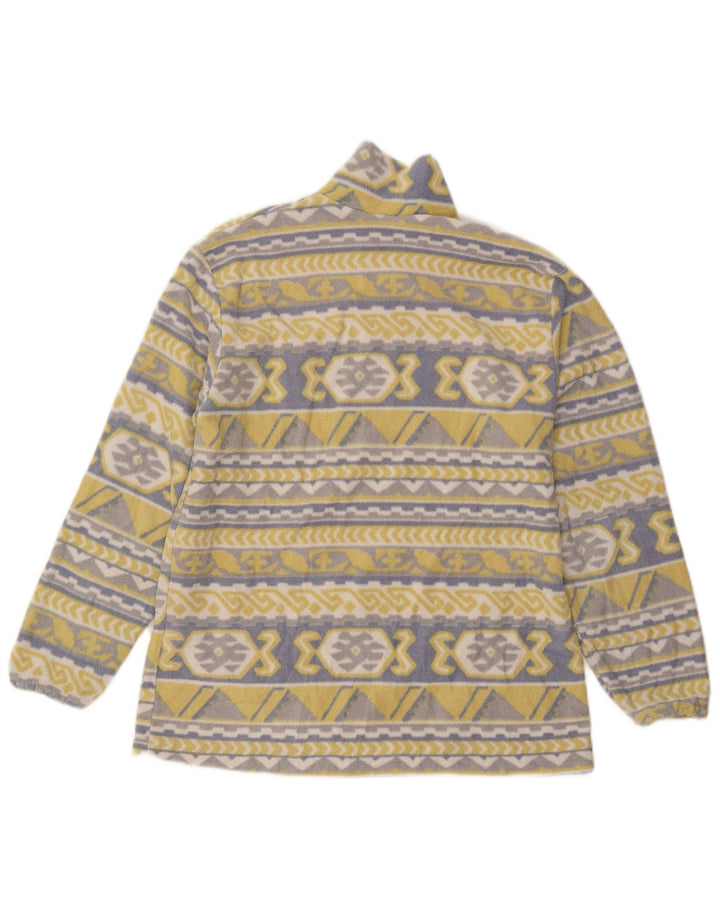 Винтажная женская флисовая куртка UK 20 2XL Желтая с геометрическим рисунком
