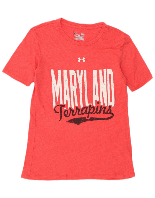 Женская футболка с рисунком Under Armour Maryland Terrapins Top UK 10, маленькая красная