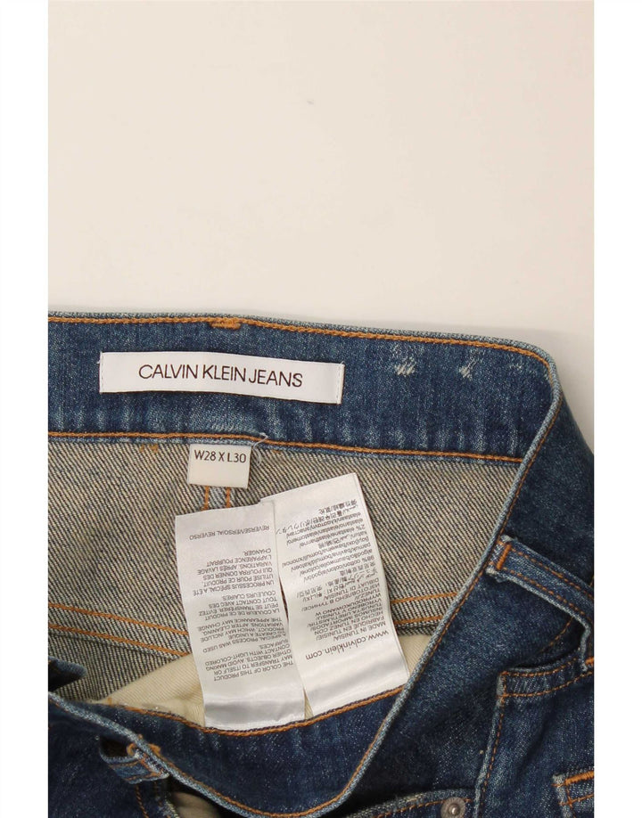 Женские потертые узкие джинсы Calvin Klein W28 L30, синий хлопок