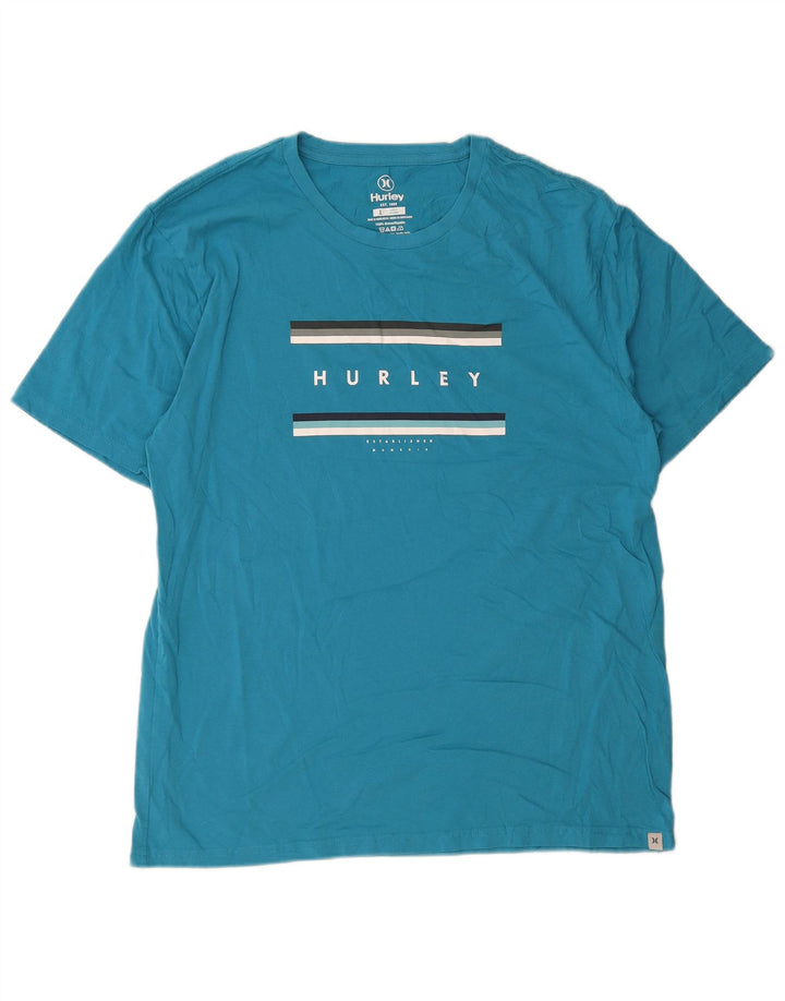 Мужская футболка с рисунком Hurley, большой синий хлопок