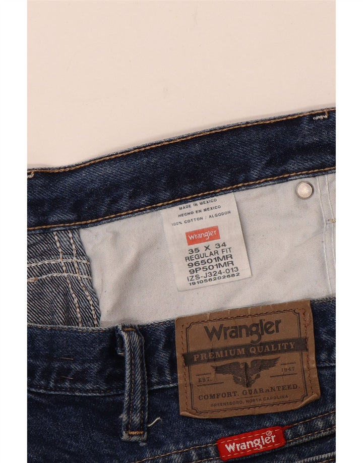 Мужские прямые джинсы Wrangler стандартного кроя W35 L30, синий хлопок