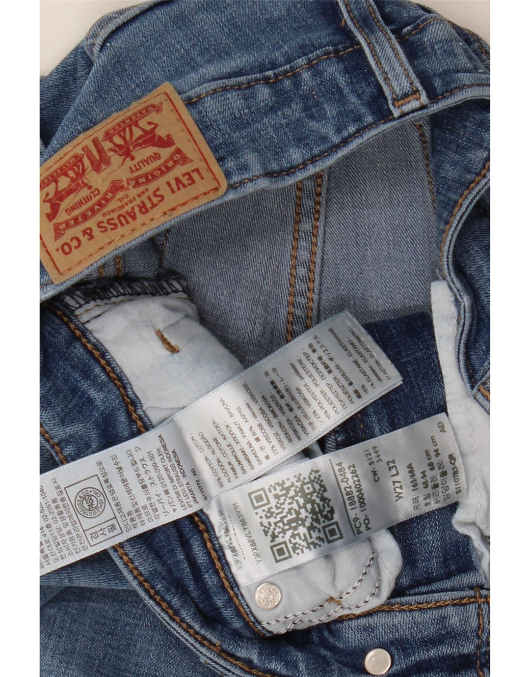 Женские джинсы скинни LEVI'S 721 с высокой посадкой W27 L27 Синие, хлопок