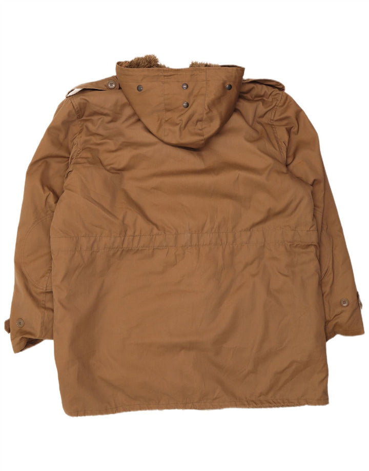 ВИНТАЖНАЯ Мужская куртка-парка из шерпы с капюшоном, Великобритания 42 XL, коричневый хлопок