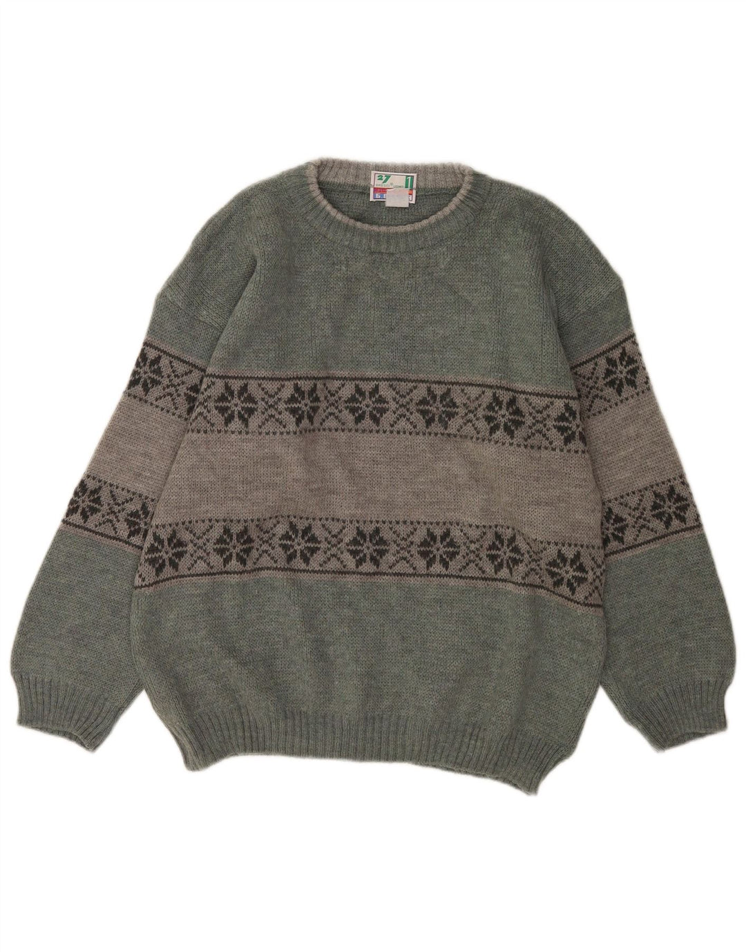 Мужской свитер с круглым вырезом Bresci, средний зеленый цвет Fair Isle