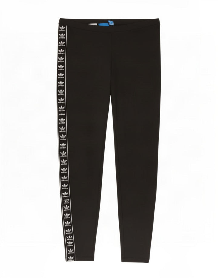 Женские леггинсы с рисунком Adidas UK 12, средний черный полиэстер