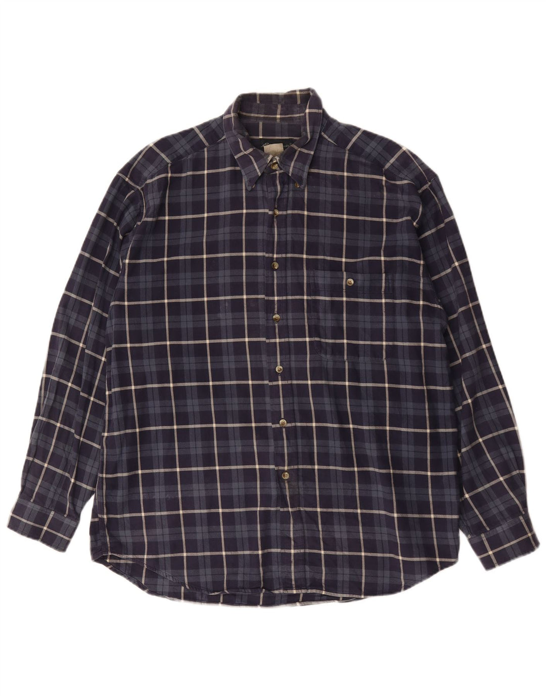 Мужская фланелевая рубашка Eddie Bauer, темно-синяя клетка, хлопок, большой размер