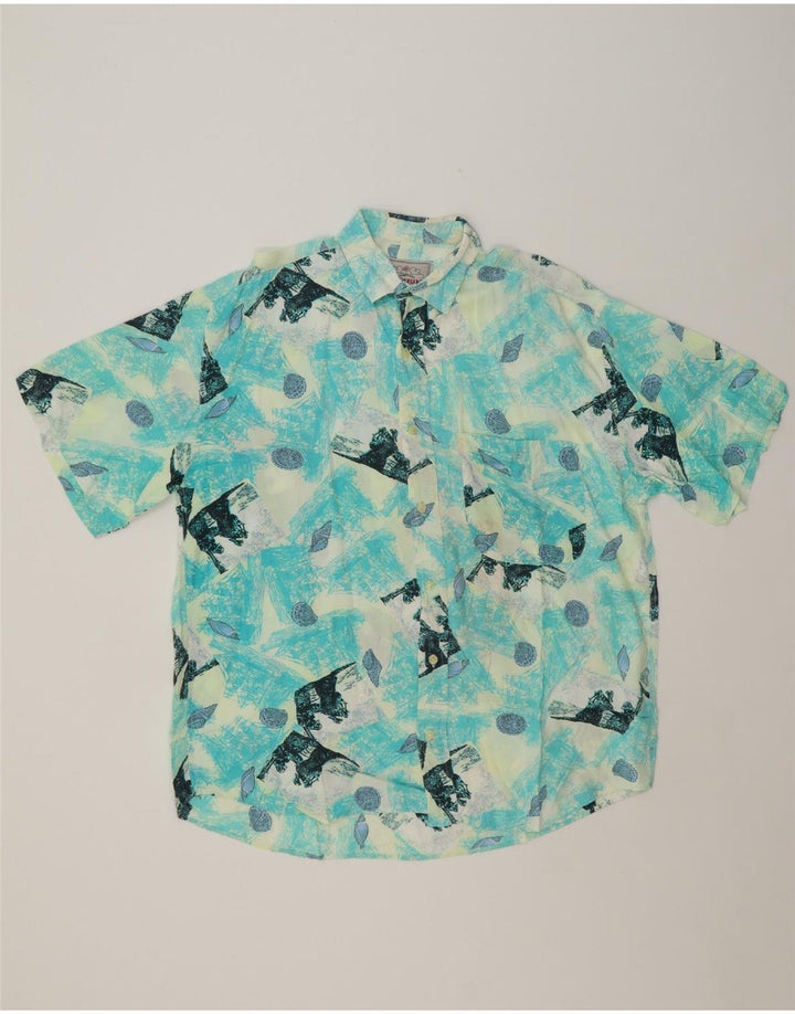 WAMPUM Mens Abstract Pattern Short Sleeve Shirt Medium Blue Vintage Wampum and Second-Hand Wampum from Messina Hembry 