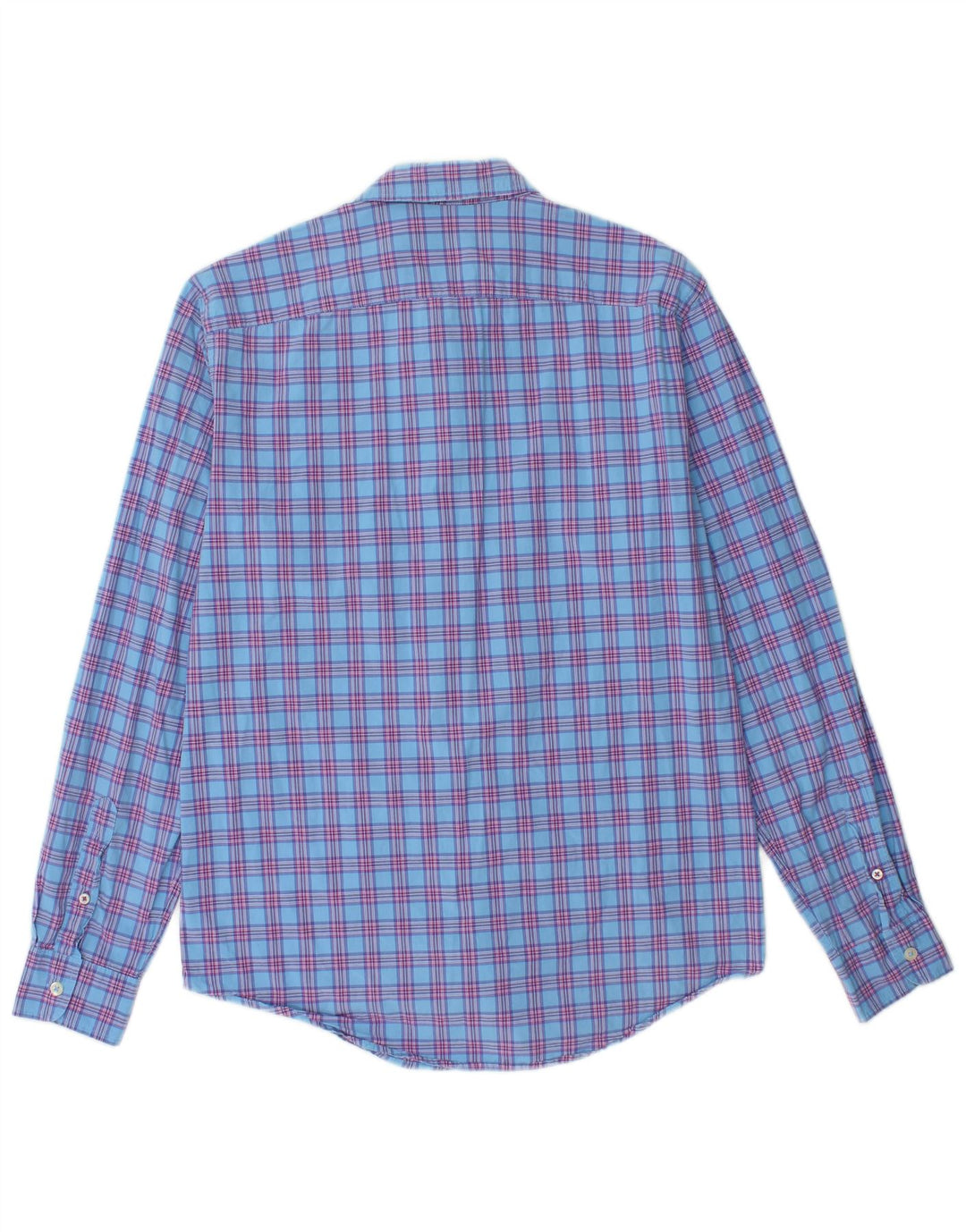 BENETTON Mens Shirt Small Blue Check Cotton