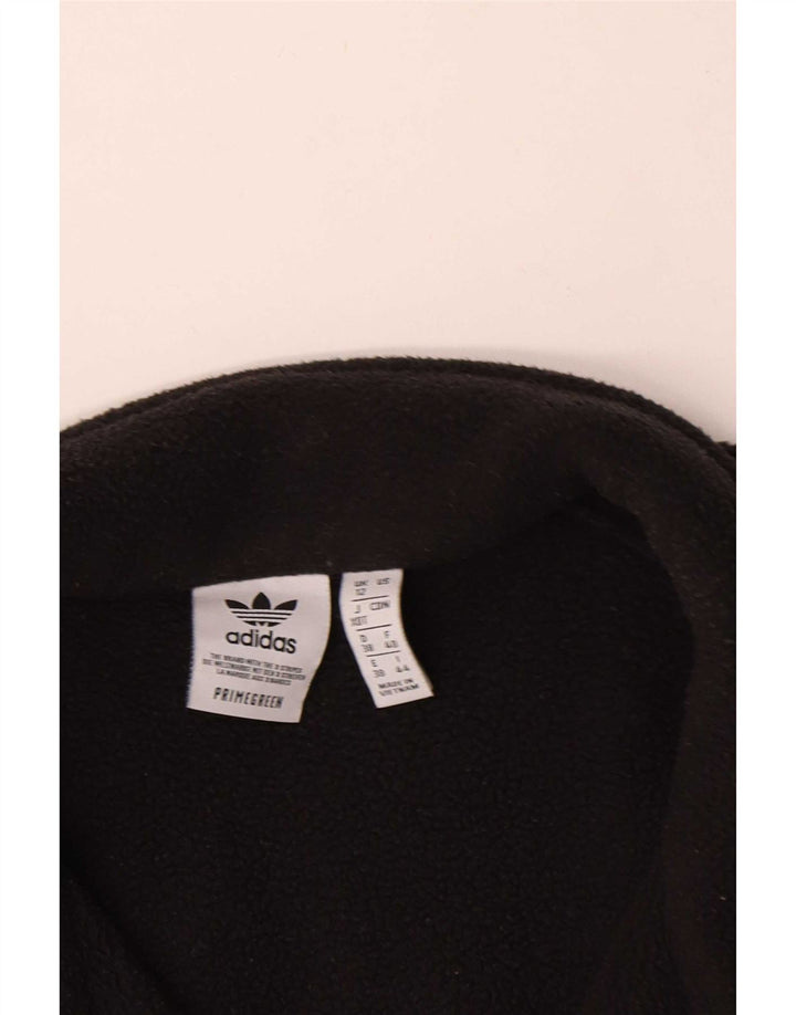 Женский свободный флисовый джемпер Adidas с воротником на молнии UK 12, средний черный, полиэстер