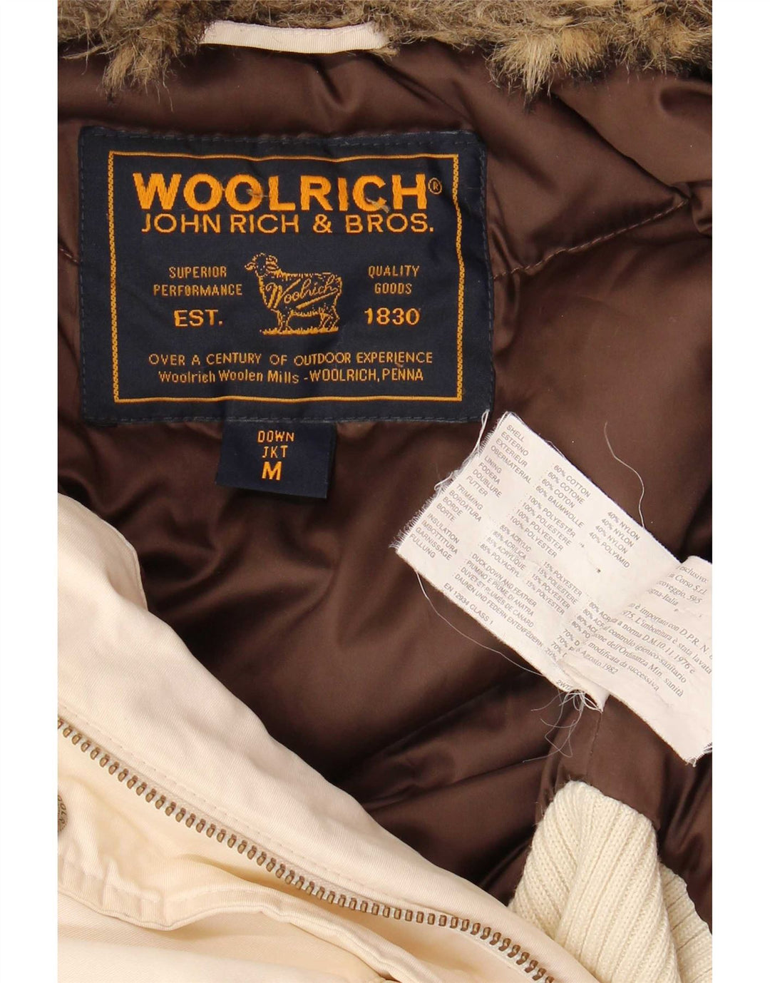 Женская стеганая куртка Woolrich с капюшоном UK 14, средний белый хлопок