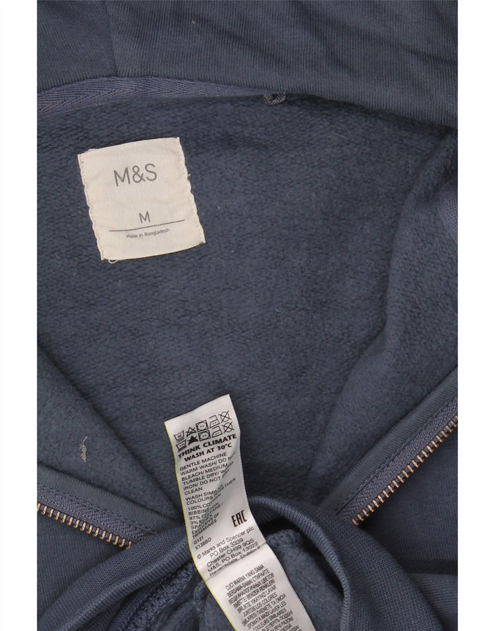 Мужской свитер с капюшоном на молнии Marks & Spencer среднего размера, темно-синий, хлопок