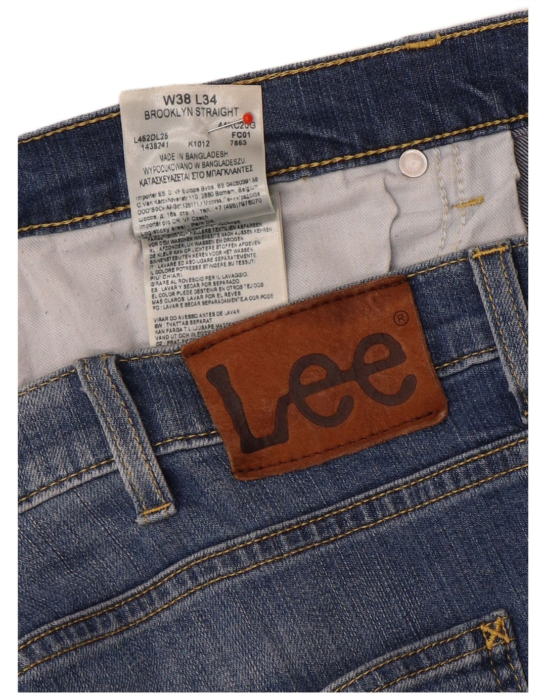 Мужские прямые джинсы Lee Brooklyn W38 L29, синий хлопок