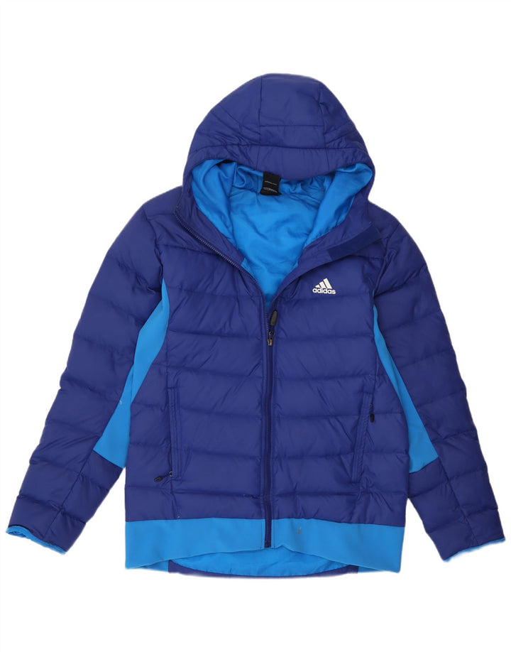 Мужская утепленная куртка Adidas с капюшоном Великобритания 40/42 Средний синий с цветными блоками