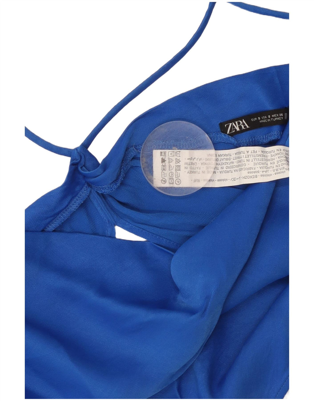 Женский укороченный топ с лямкой на бретельках Zara UK 8, маленький синий, вискоза