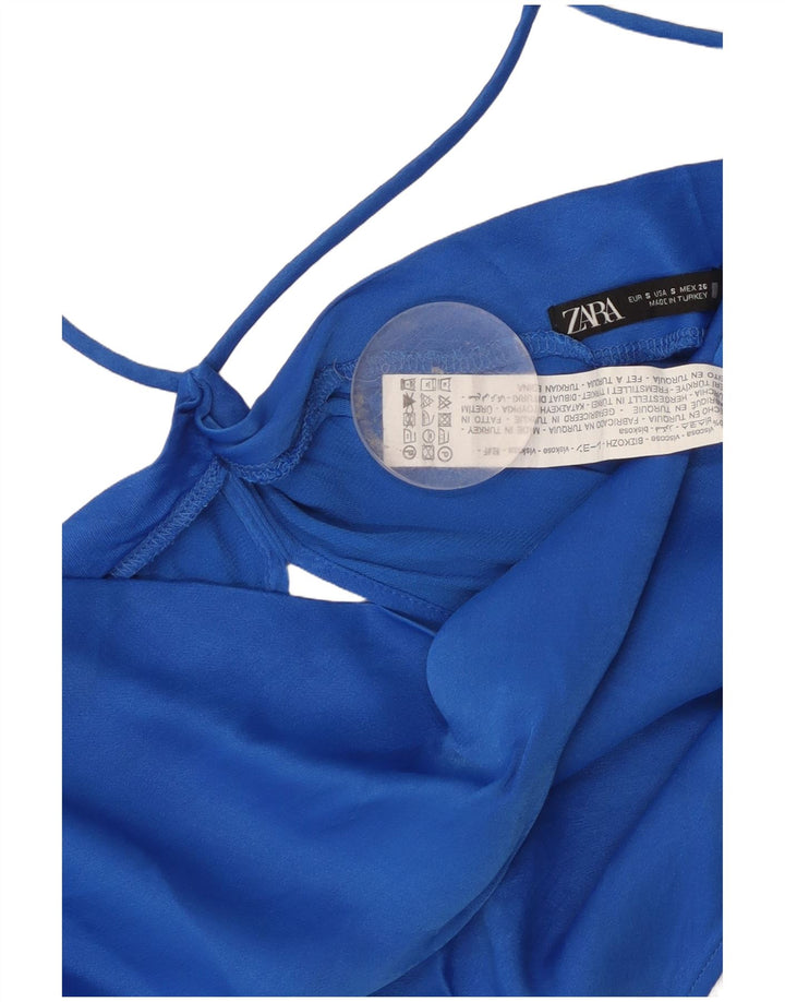 Женский укороченный топ с лямкой на бретельках Zara UK 8, маленький синий, вискоза