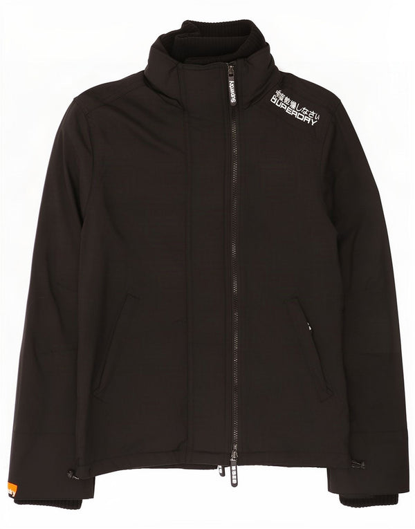 Женская дождевик Superdry UK 10, маленький черный нейлон