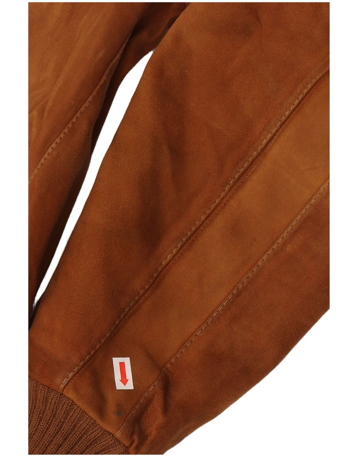 Винтажный женский замшевый бомбер UK 10, маленький коричневый цвет