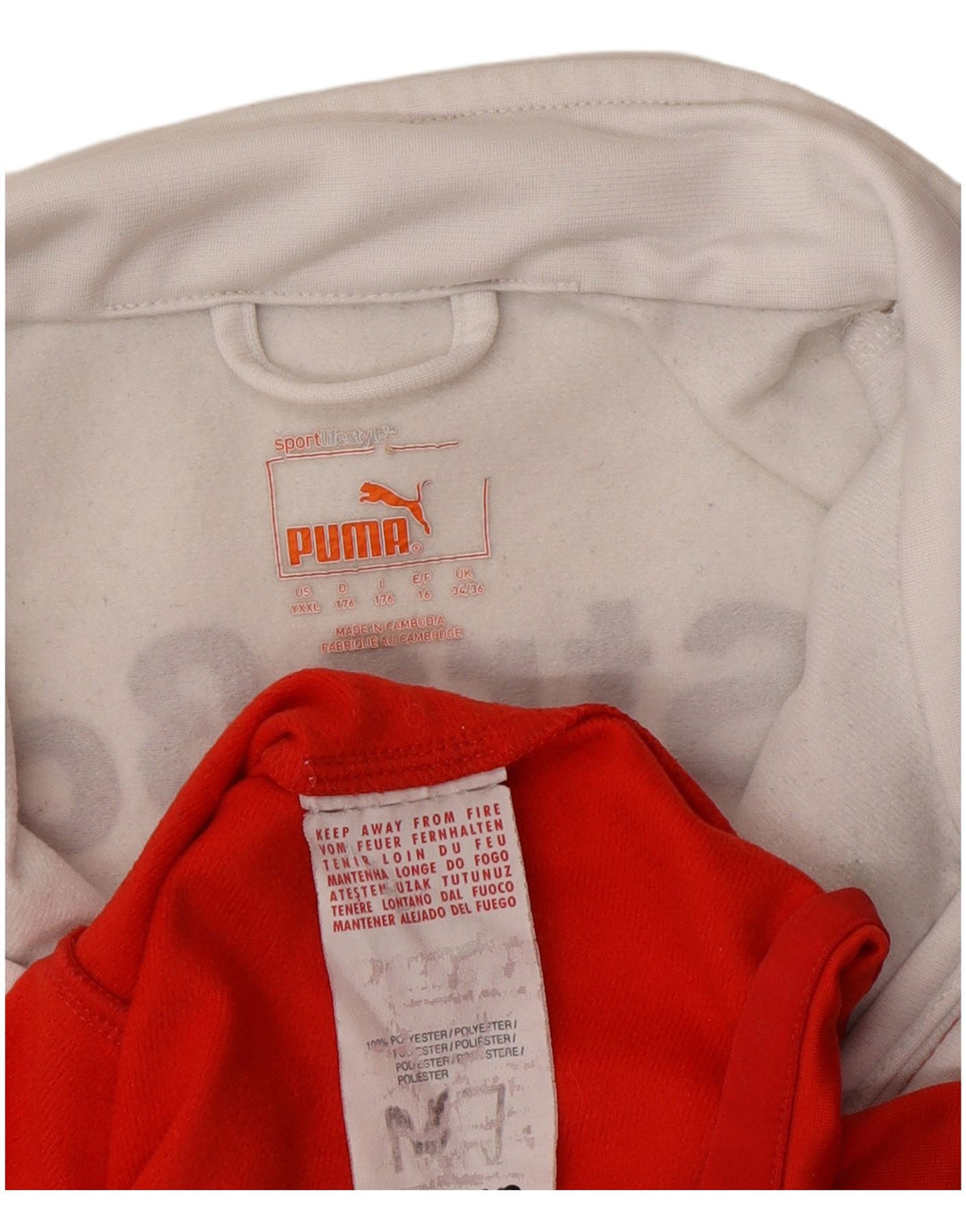 Спортивный костюм Puma для мальчиков с графическим рисунком, верхняя куртка 15–16 лет, красная с цветными блоками