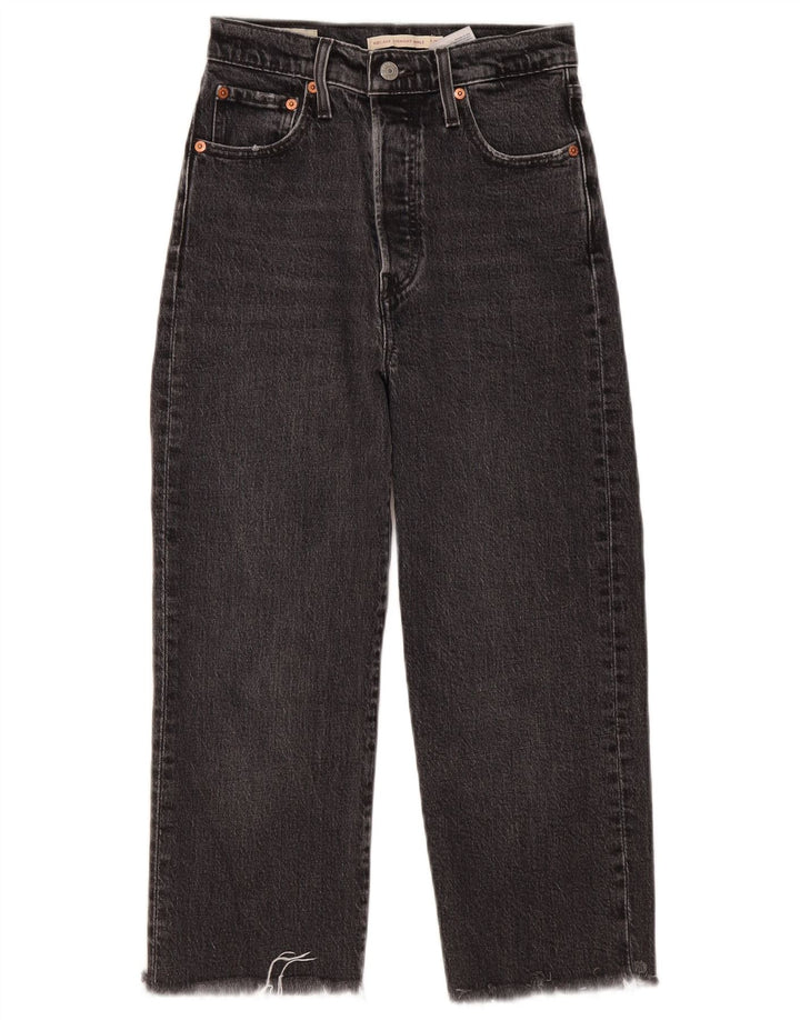 Женские прямые джинсы Levi's Ribcage W25 L21, черный хлопок