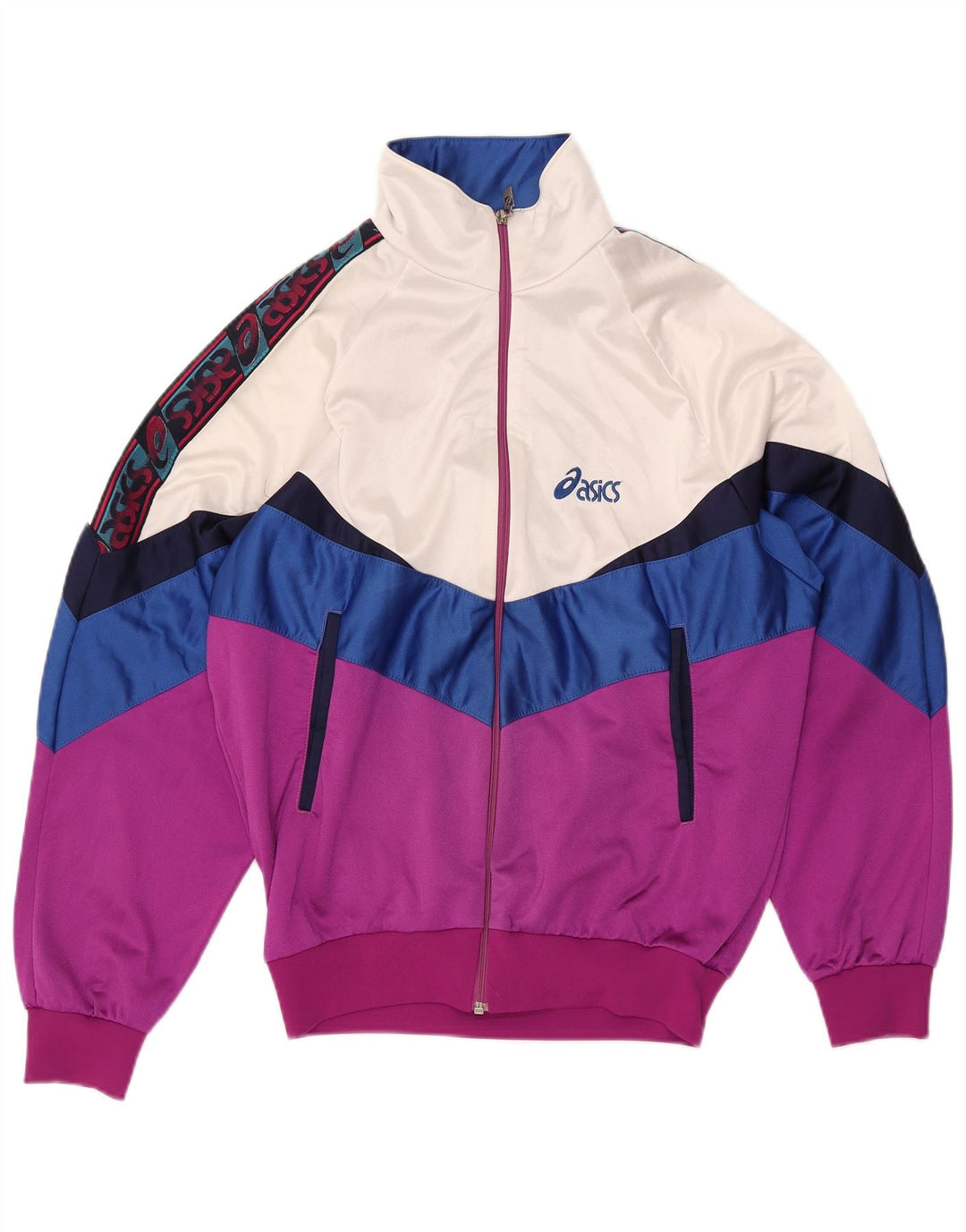 Мужской спортивный костюм Asics с графическим рисунком, маленький розовый, с цветными блоками, полиамид, ретро