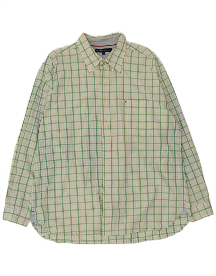 Мужская рубашка Tommy Hilfiger 2XL из хлопка в зеленую клетку