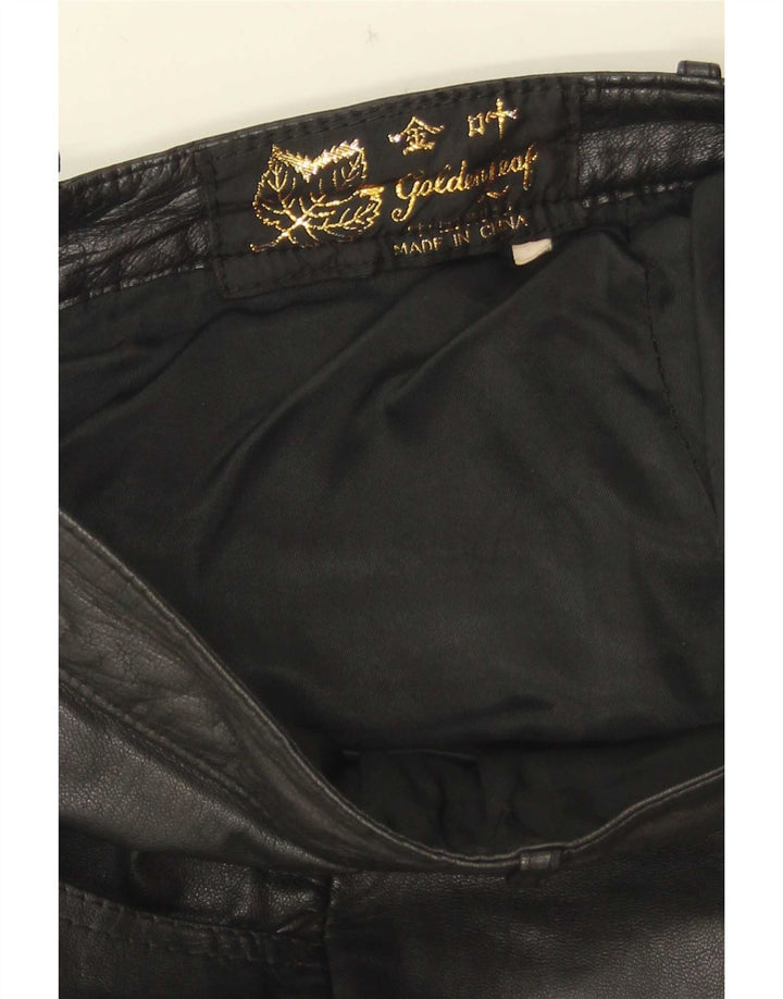 Женские узкие кожаные брюки Golden Leaf W26 L28 черные
