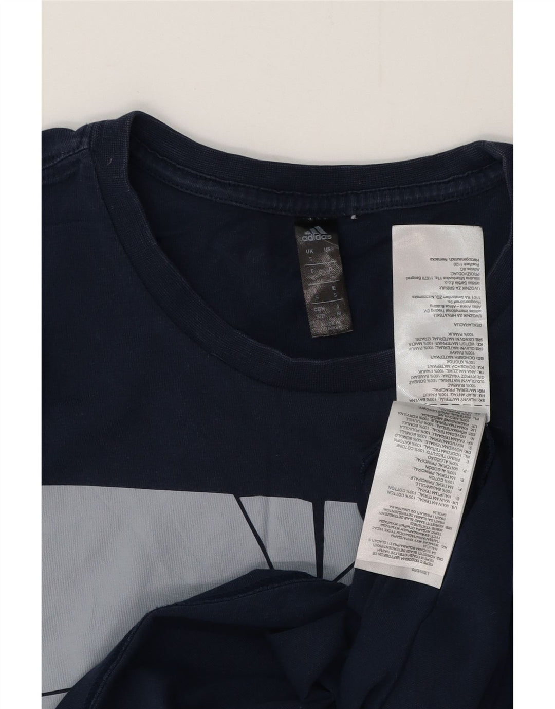 ADIDAS Мужская футболка с рисунком, маленький темно-синий хлопок