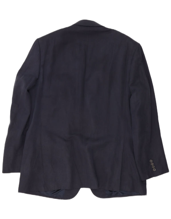 Мужской пиджак Marks & Spencer с двумя пуговицами, Великобритания, 46 XL, темно-синий, шелковый