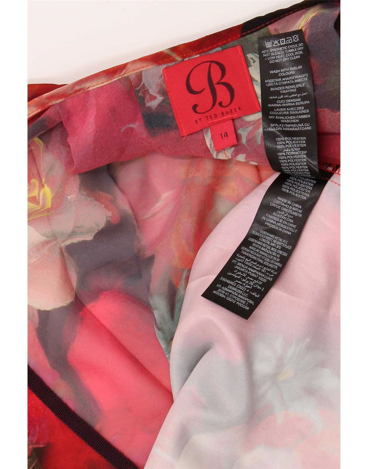 Женская блузка Ted Baker Top UK 14, большой красный полиэстер с цветочным принтом