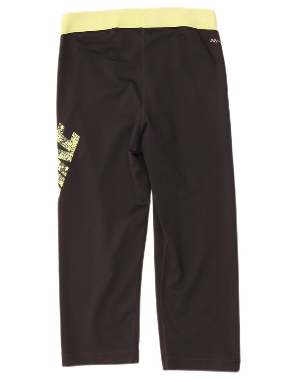 Женские леггинсы-капри с рисунком Nike Dri Fit UK 14, средний черный, полиэстер
