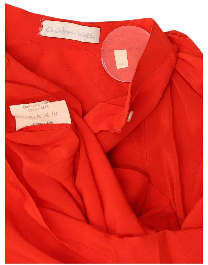 Винтажная женская блузка-рубашка IT 44, средний красный шелк