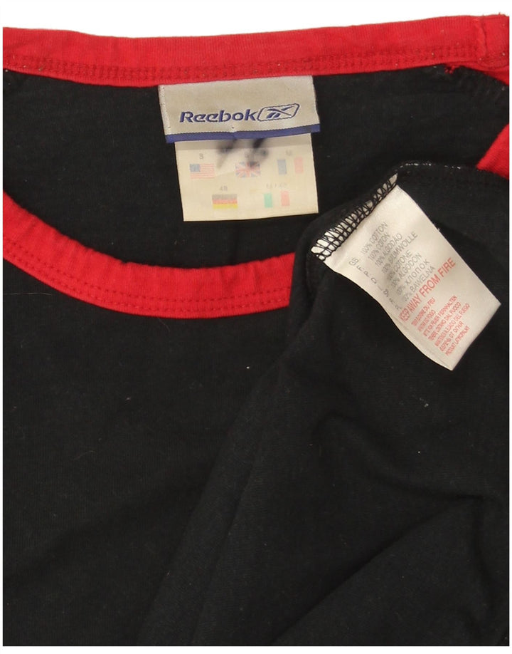 Мужская футболка Reebok, маленькая черная, хлопковая с цветными блоками